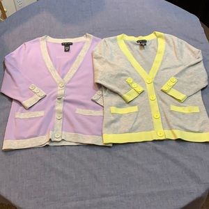 Set of 2 - Button Front 3/4 Sleeve Cardigans